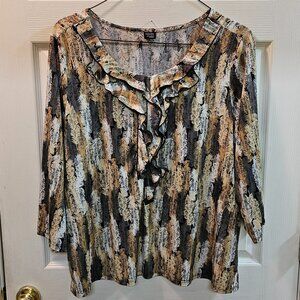 Women's Plus Size 3X Gold/Black/White Top